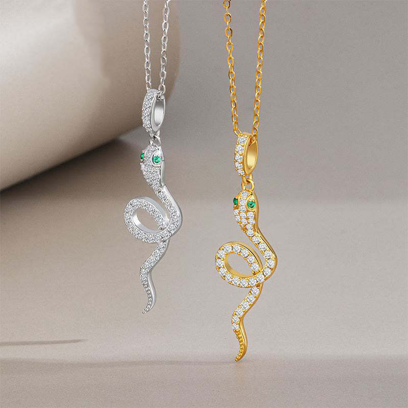 925 Sterling Silver Year Of The Snake Green-eyed Snake Blessing Protection Necklace Pendant