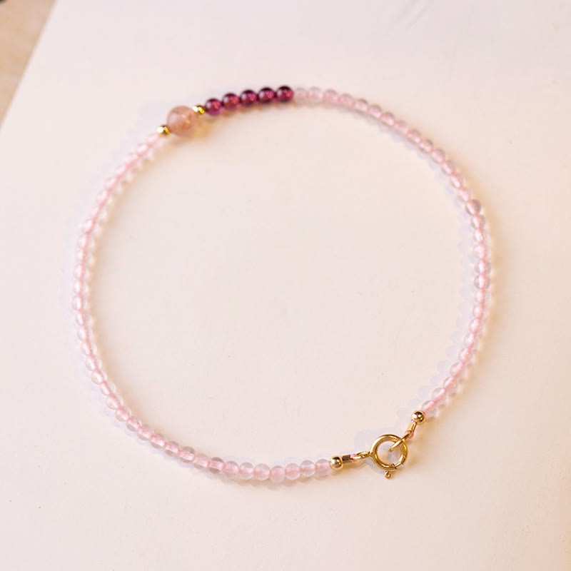 2mm Rose Quartz Garnet Strawberry Quartz Ultra-Thin Beads Healing Energy Bracelet