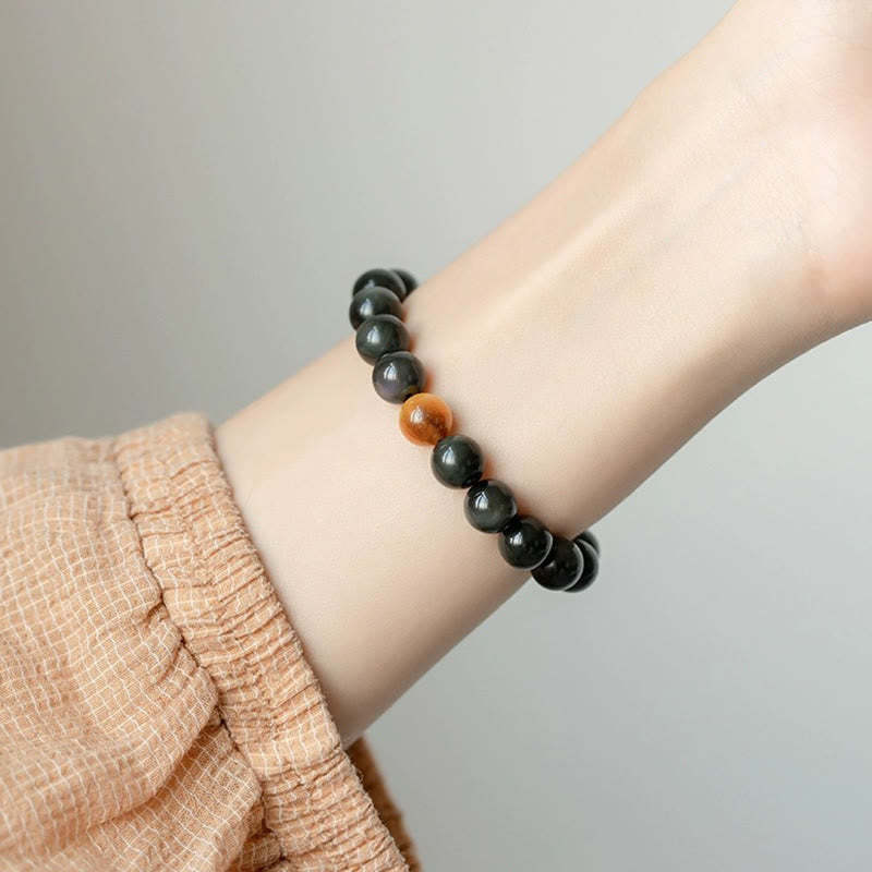 Natural Rainbow Obsidian Tiger Eye Positive Love Bracelet