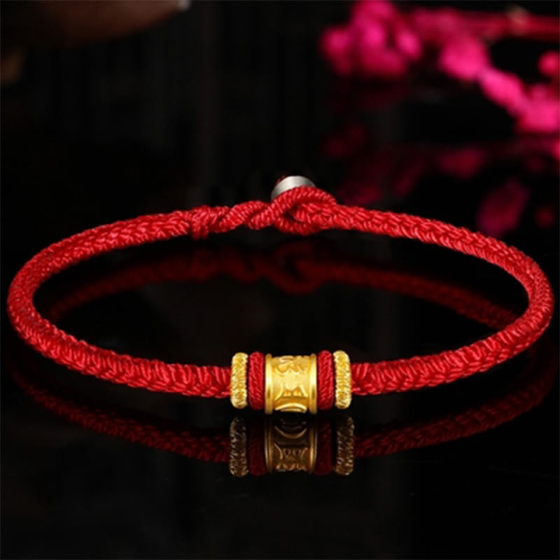 Tibet 999 Gold Om Mani Padme Hum Engraved Protection?Lucky Bead Bracelet