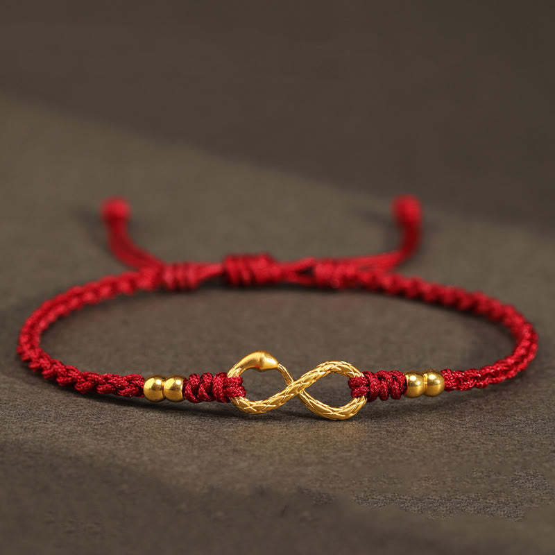 999 Gold Year of the Snake Eternal Endless Knot Infinity Handmade Luck Bracelet
