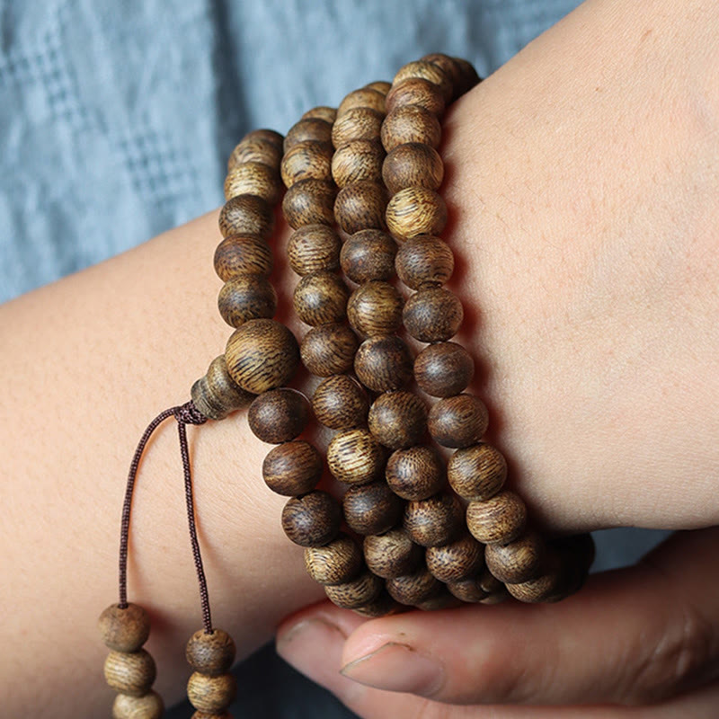 108 Mala Beads Huizhou Green Qinan Agarwood Peace Strength Bracelet