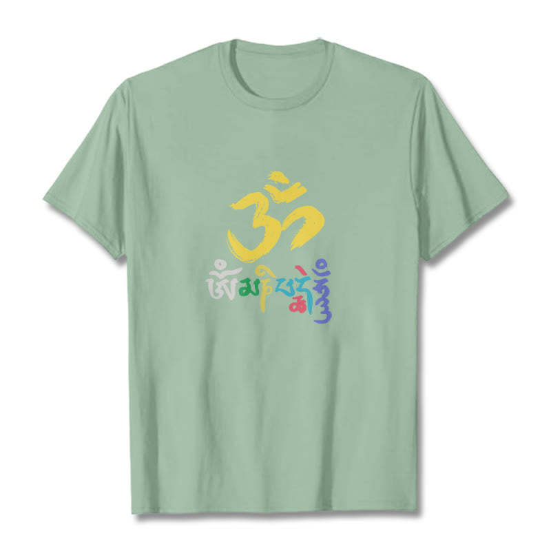 Colorful Om Mani Padme Hum Cotton Tee T-shirt
