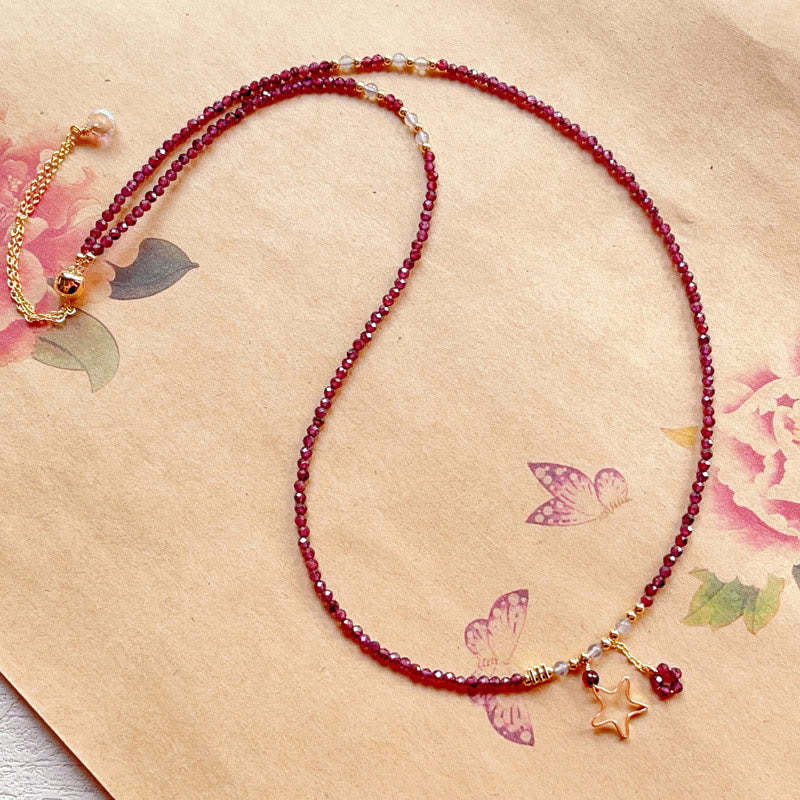 Small Natural Garnet 14k Gold Plated Copper Passion Triple Wrap Bracelet