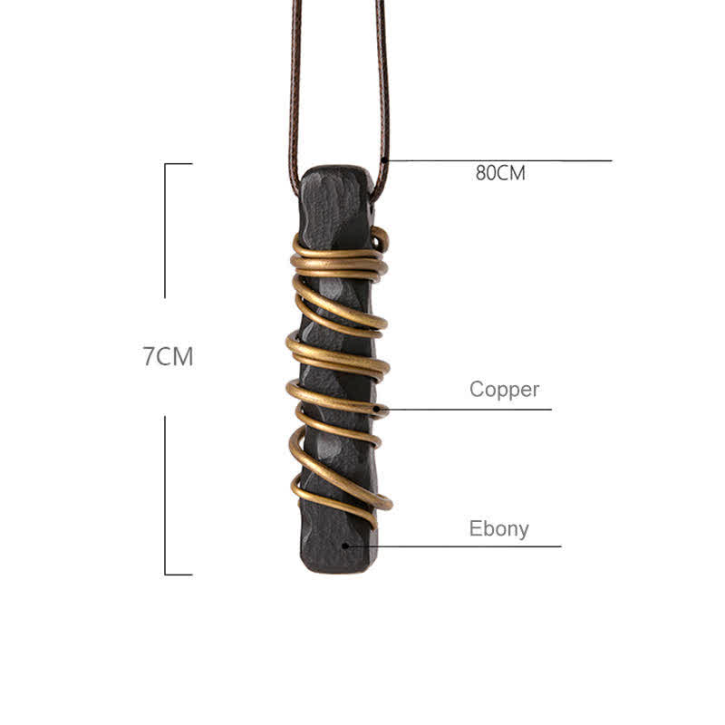 Tibet Ebony Wood Copper Balance Peace Necklace Pendant