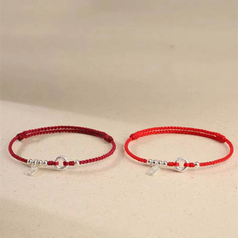 925 Sterling Silver Auspicious Clouds Peace Buckle Safe And Sound Bracelet Anklet