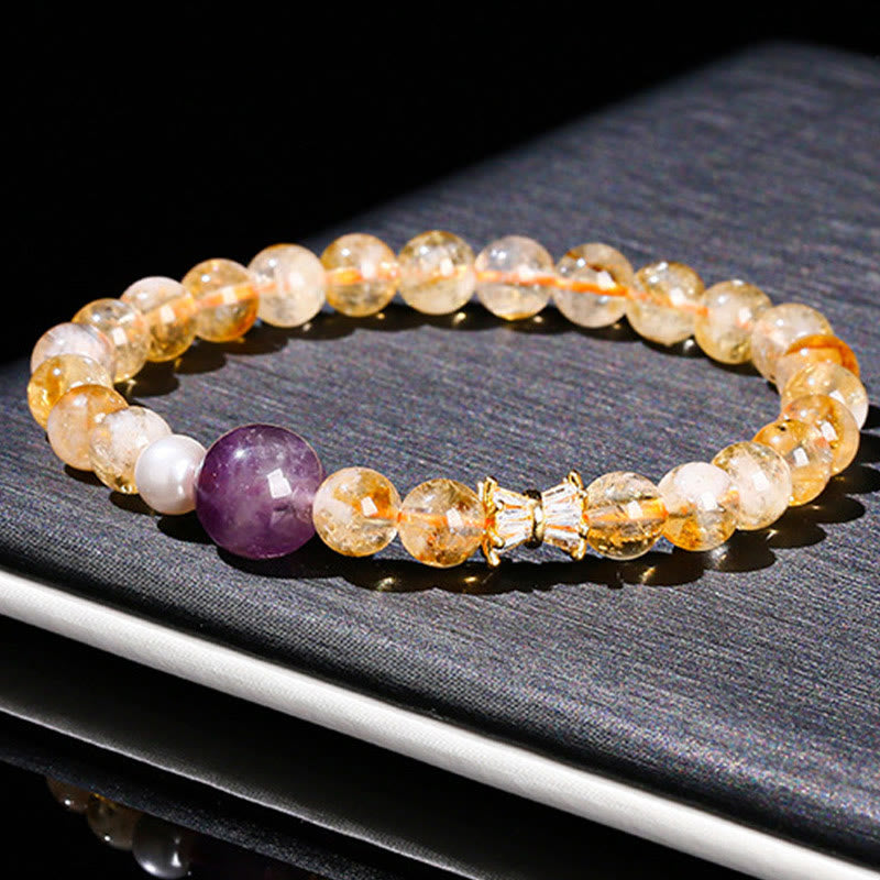 Natural Citrine Amethyst Prosperity Bracelet