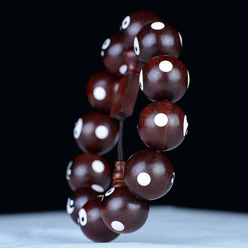 Small Leaf Red Sandalwood Yin Yang Protection Bracelet