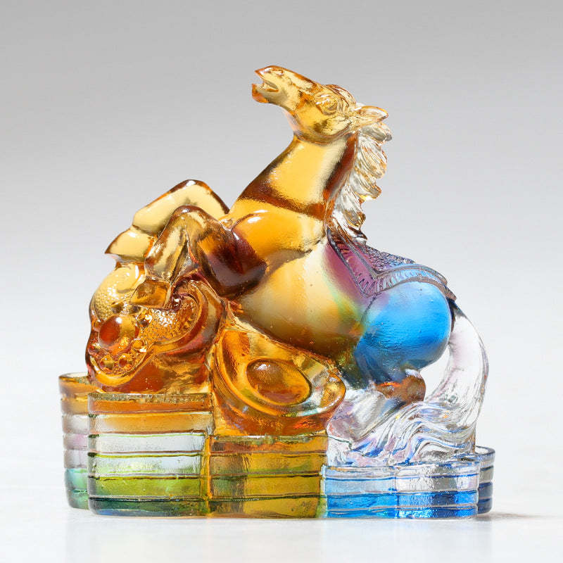 Year of the Dragon Handmade 12 Chinese Zodiac Liuli Crystal Art Piece Protection Home Office Decoration