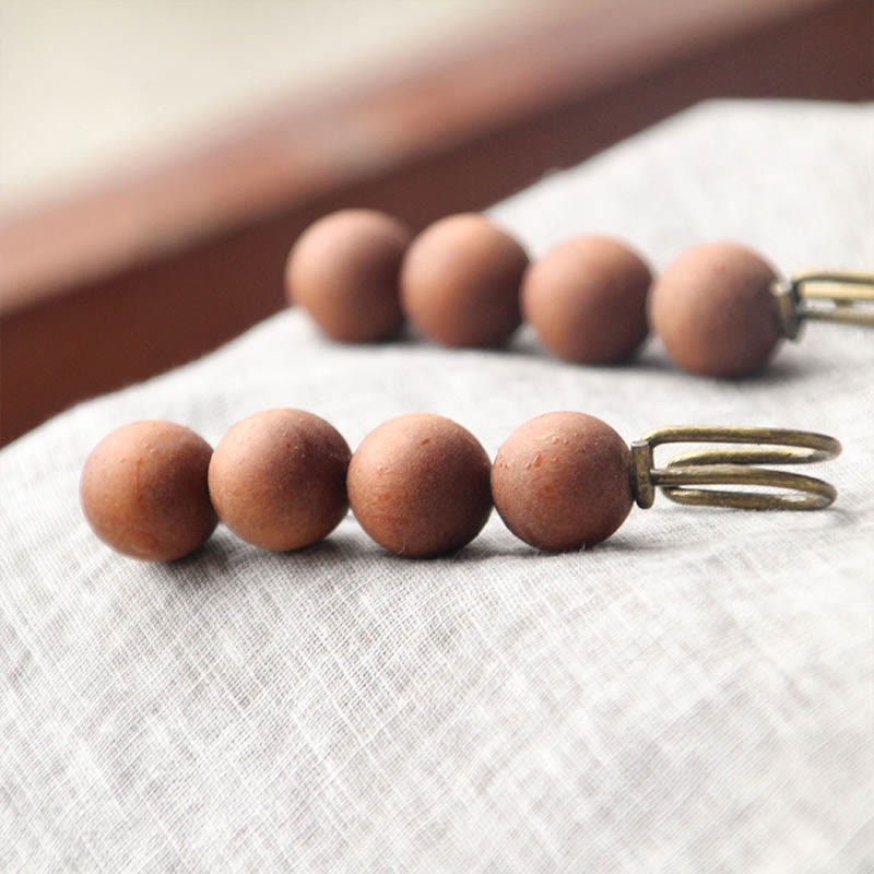 Vintage Sandalwood Agathis Alba Ebony Wood Peltogyne Beads Healing Brooch