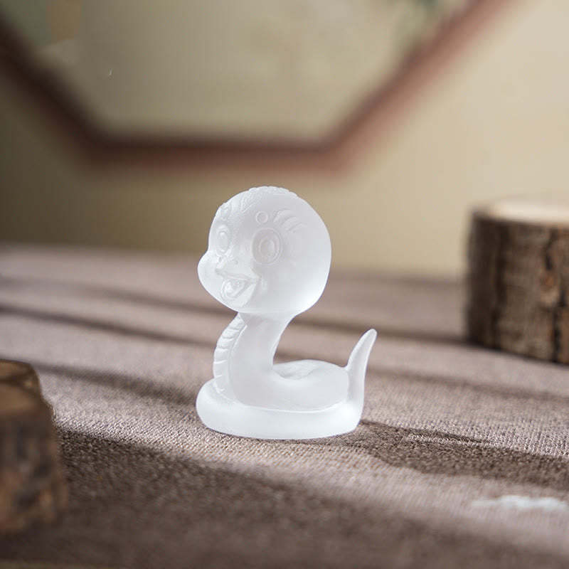 Small Cute Year Of The Snake Liuli Art Piece Home Decoration