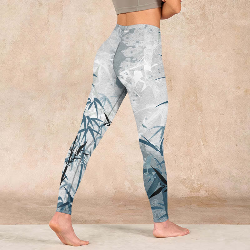 Bamboo Print Gym Leggings Women's Yoga Pants