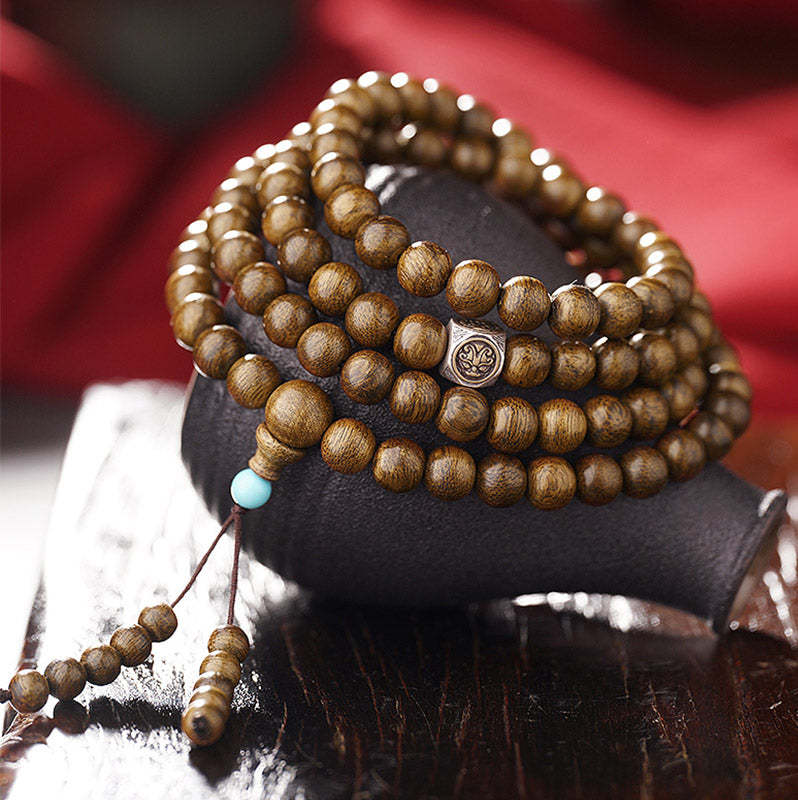 108 Mala Beads 999 Gold Brunei Agarwood Heart Sutra Amber Red Agate Strength Meditation Bracelet