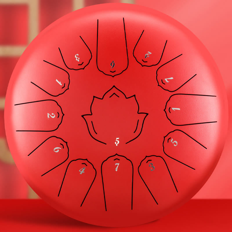 Steel Tongue Drum Sound Healing Mindfulness Lotus Pattern Yoga Drum Kit 13 Note 12 Inch Percussion Instrument