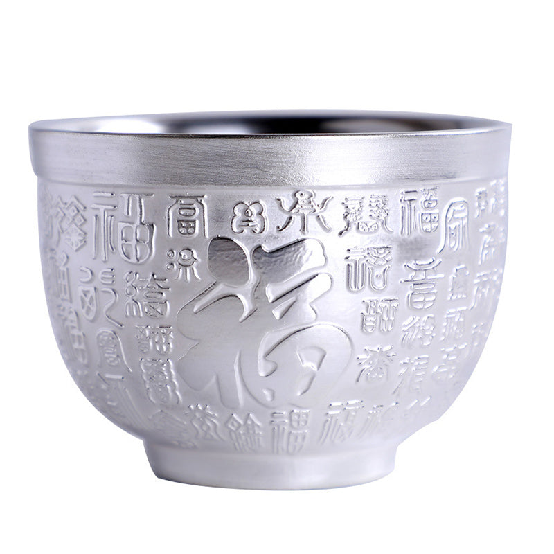 Fu Character Dragon Phoenix Horse Koi Fish Ceramic Teacup Kung Fu Tea Cup