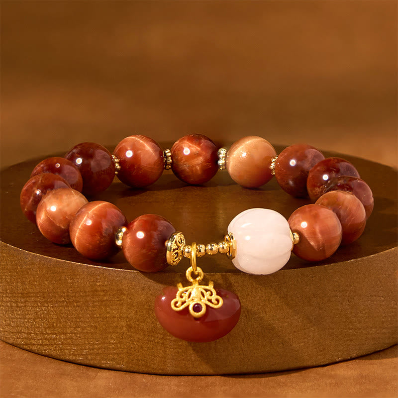 Natural Red Tiger Eye Pumpkin Calm Bracelet