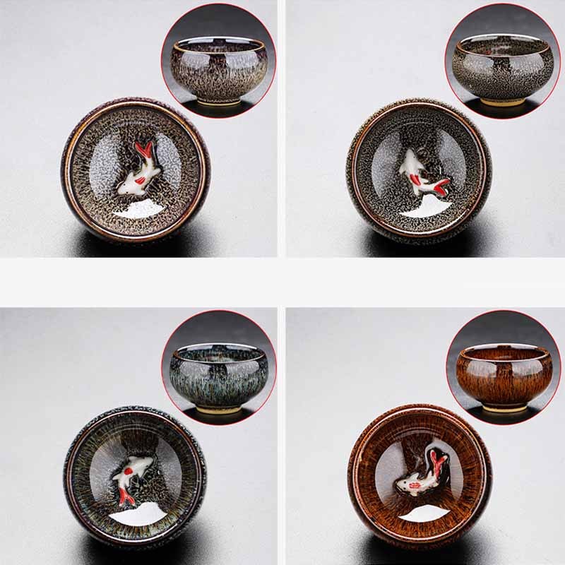 Small Koi Fish Kiln Change Chinese Jianzhan Ceramic Teacup Kung Fu Tea Cup 60ml