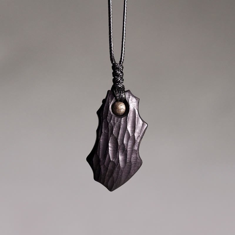 Ebony Wood Irregular Shape Copper Bead Peace Calm Necklace Pendant