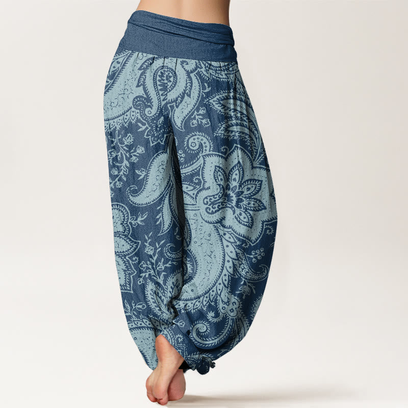 Flowers Paisley Patterns Women's Elastic Waist Harem Pants