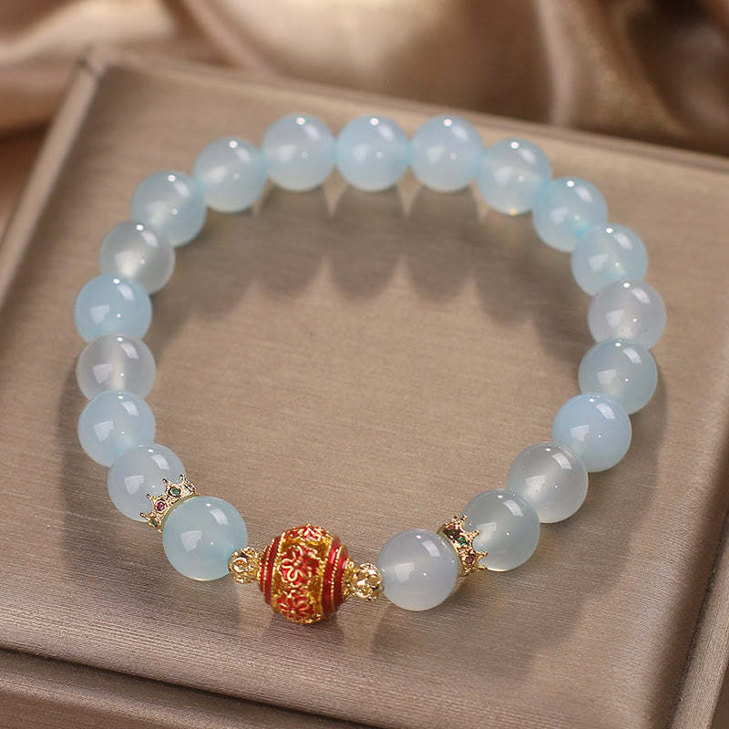 Natural Aquamarine Flower Bead Healing Bracelet