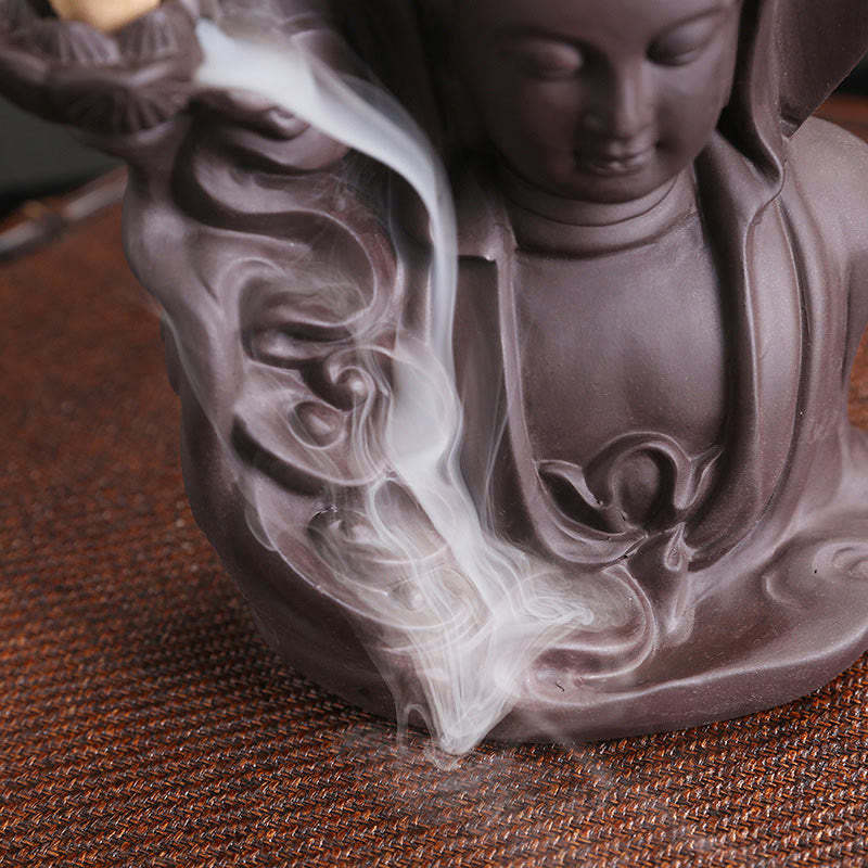 Tibetan Avalokitesvara mystic zen Lotus Healing Backflow Smoke Fountain Incense Burner