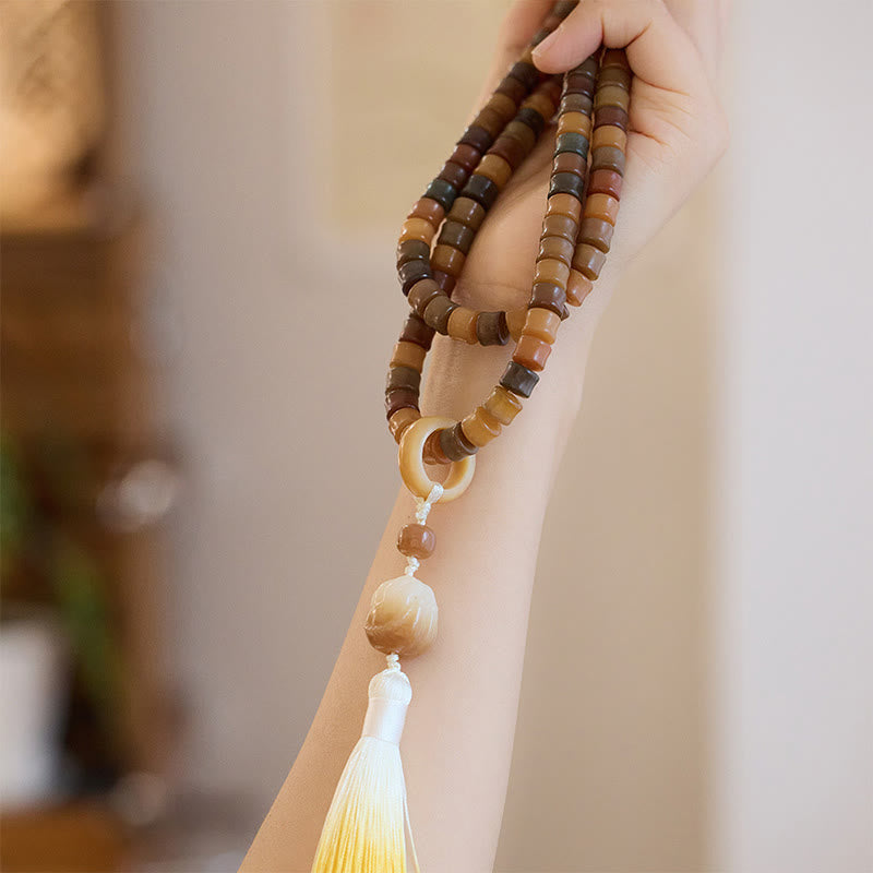 108 Mala Beads Bodhi Seed mystic zen Hand Lotus Engraved Harmony Bracelet