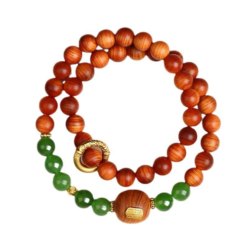 Thuja Sutchuenensis Green Chalcedony Double Wrap Prosperity Bracelet
