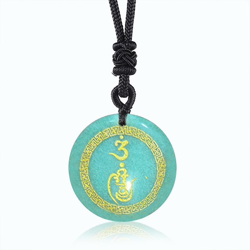 Swastika Pattern Vajra Protection Mantra Natural Various Crystal Black Obsidian Purification Necklace Pendant