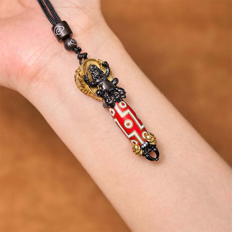 Tibet Om Mani Padme Hum Dzi Bead Skull Wisdom Necklace Pendant