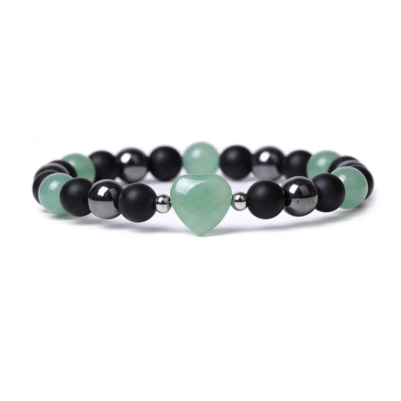 Black Onyx Tiger Eye Stone Crystal Love Heart Protection Bracelet