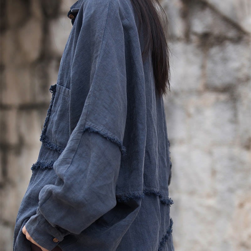 Irregular Splice Ramie Cotton Clothing