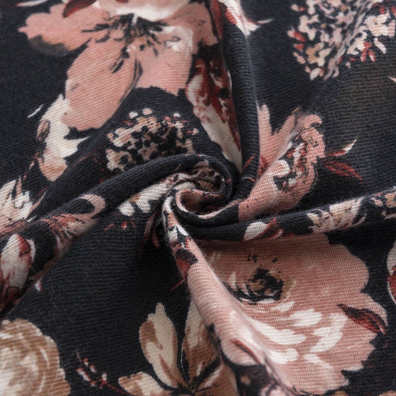 Tibetan Blooming Chrysanthemum Rose Flower Print Shawl Fall Winter Soft Warm Scarf Wrap
