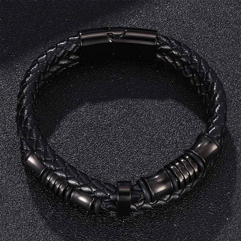 Layered Leather Weave Fortune Bracelet