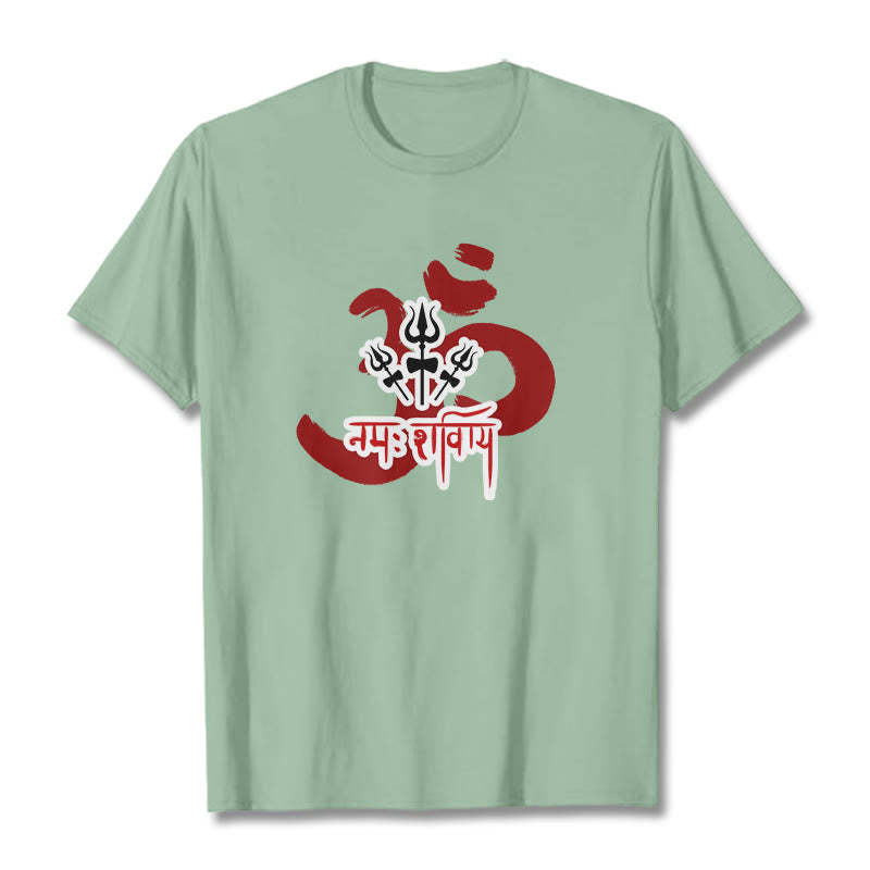 OM NAMAH SHIVAYA Three Small Tridents Cotton Tee T-shirt
