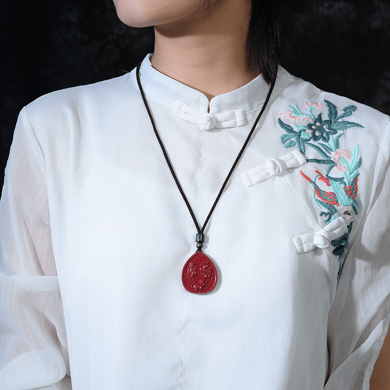 Chinese Zodiac Cinnabar Blessing Necklace Pendant