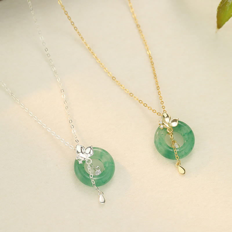 925 Sterling Silver Jade Butterfly Peace Buckle Prosperity Necklace Pendant