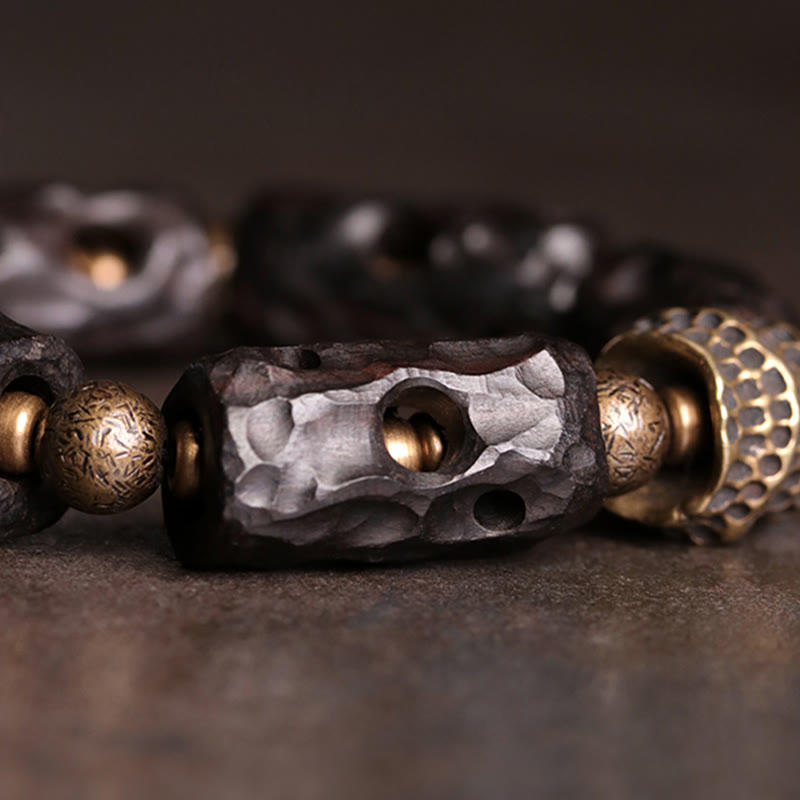 Ebony Wood Copper Brass Calm Bracelet