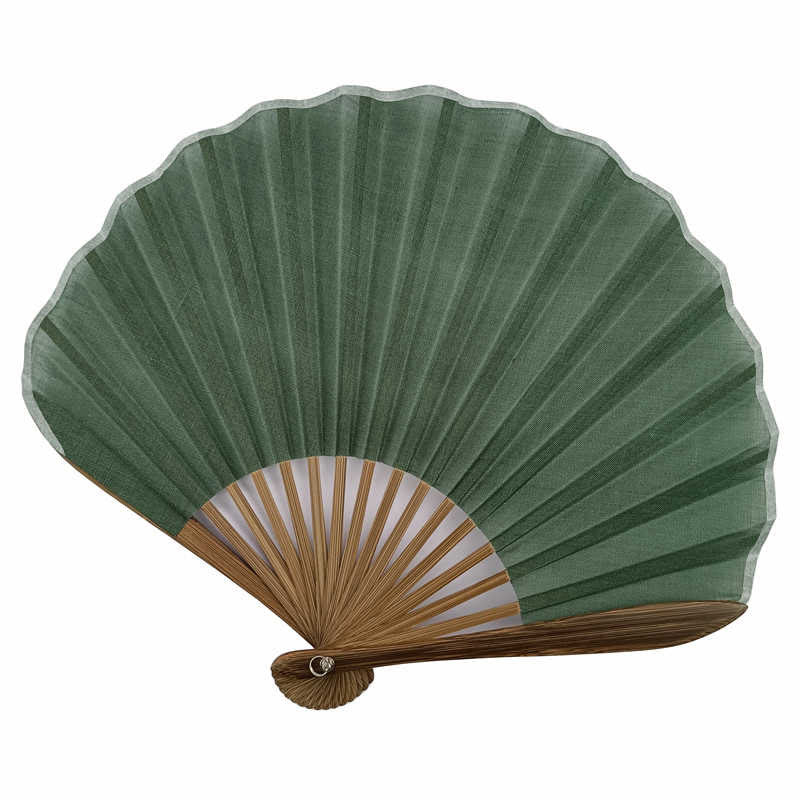 Retro Solid Color Shell Shape Handheld Bamboo Folding Fan