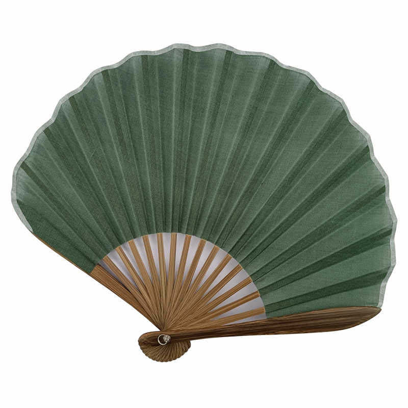 Retro Solid Color Shell Shape Handheld Bamboo Folding Fan