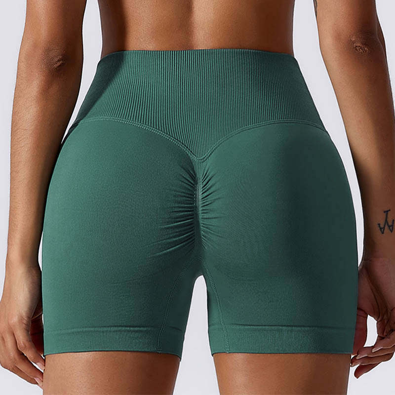 Women Seamless High Elasticity Sports Fitness High Waist Yoga Workout Shorts