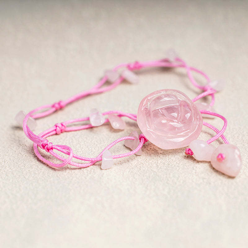 Amethyst Pink Crystal Green Aventurine Rose Inner Peace Healing Anklet