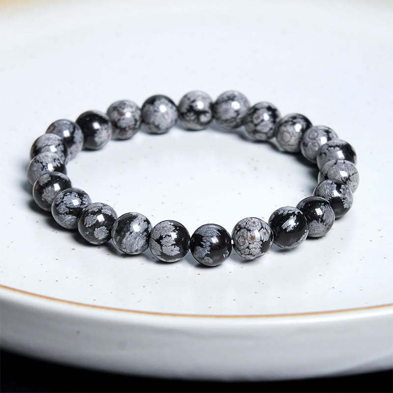 mystic zen Stone Snowflake Obsidian Balance Bracelet