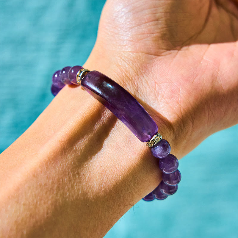 Natural Quartz Love Heart Healing Beads Bracelet