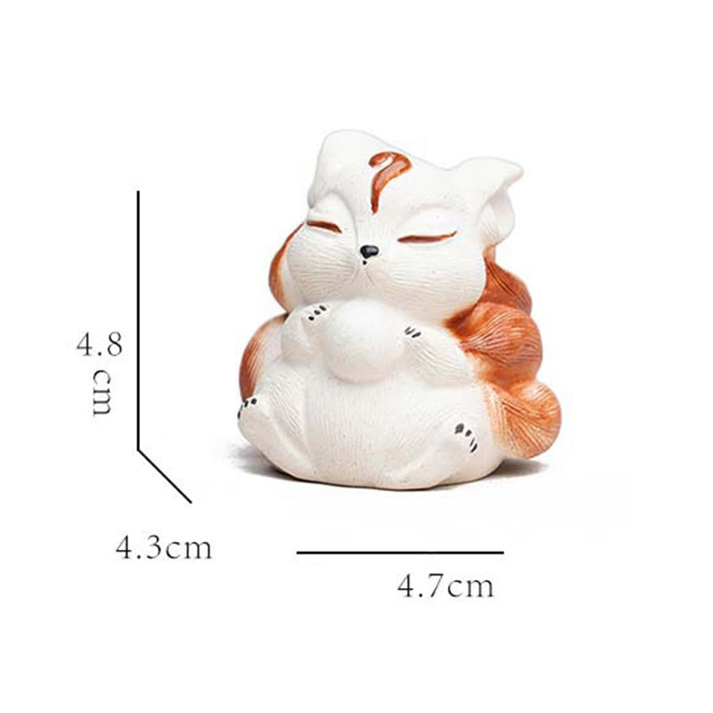 Mini Nine-Tailed Fox Purple Clay Luck Desk Decoration