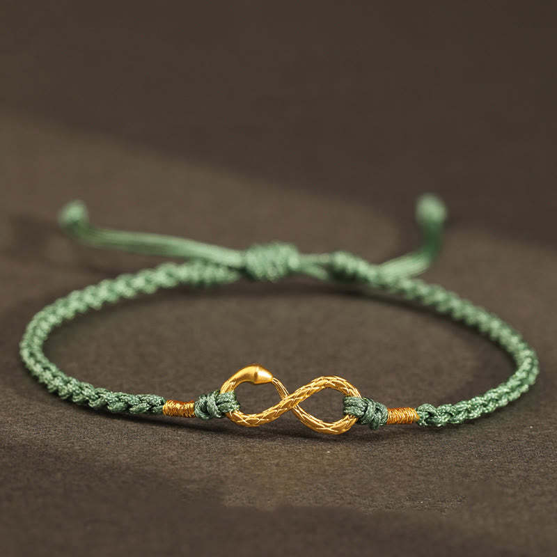 999 Gold Year of the Snake Eternal Endless Knot Infinity Handmade Luck Bracelet