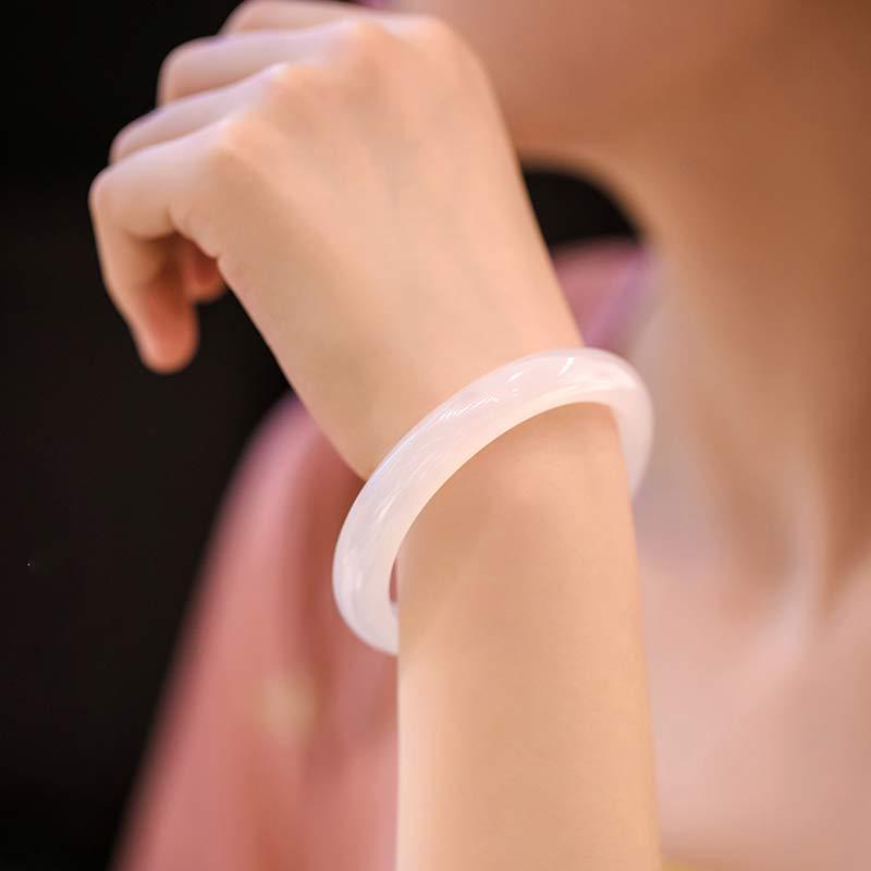 Natural Chalcedony Harmony Positive Bracelet Bangle