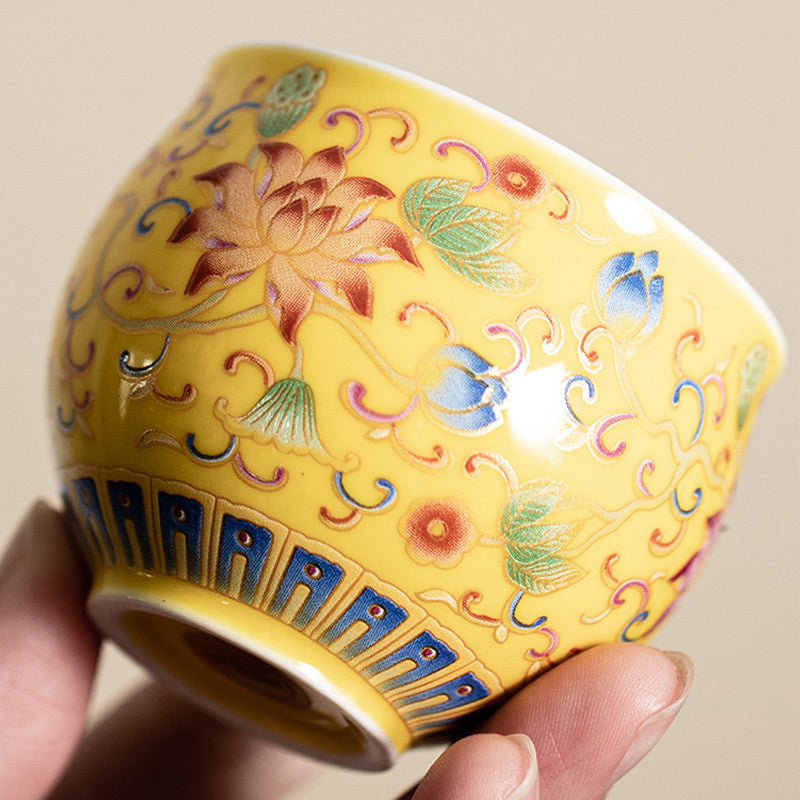 Lotus Flower Pod Pattern Ceramic Teacup Kung Fu Tea Cup 80ml