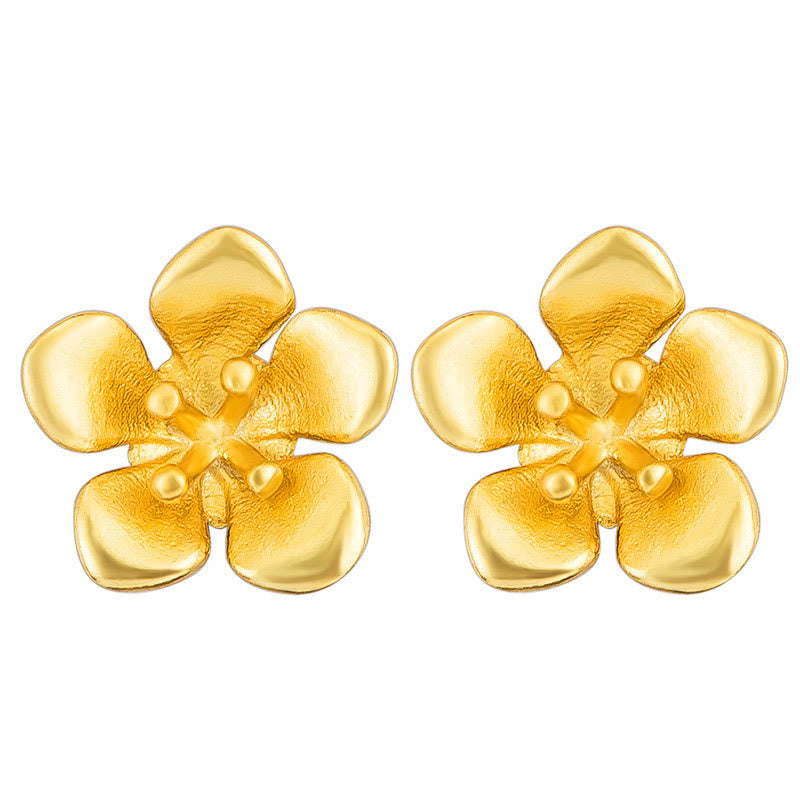925 Sterling Silver Golden Peach Blossom Balance Earrings