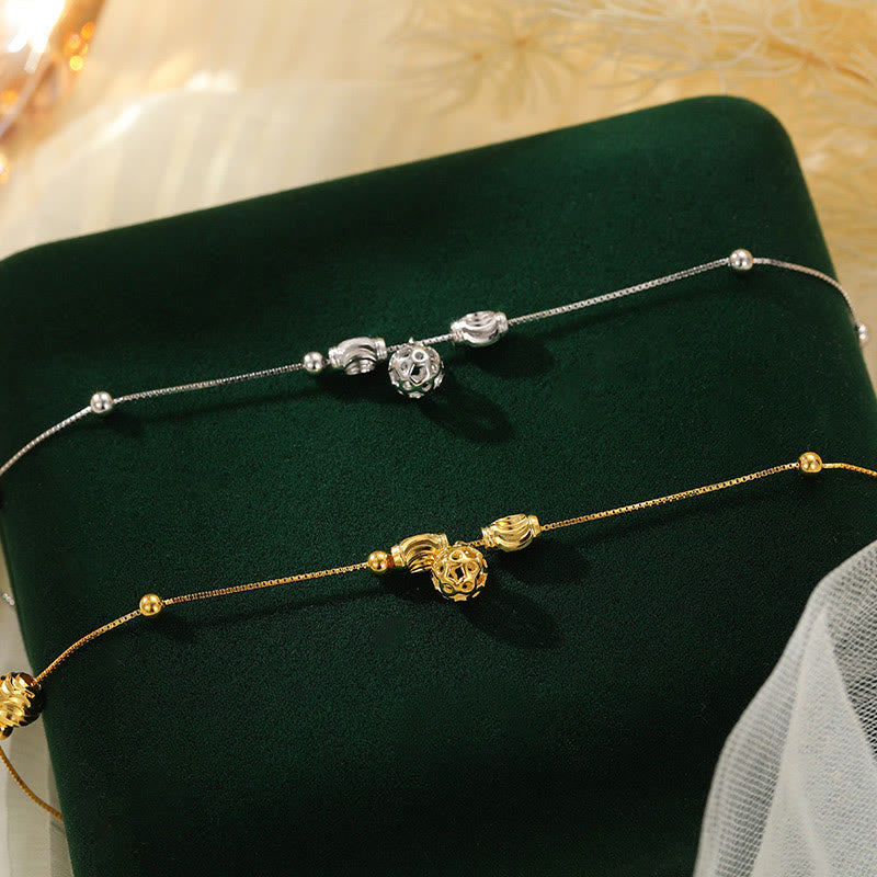 925 Sterling Silver Simple Bell Bead Blessing Anklet