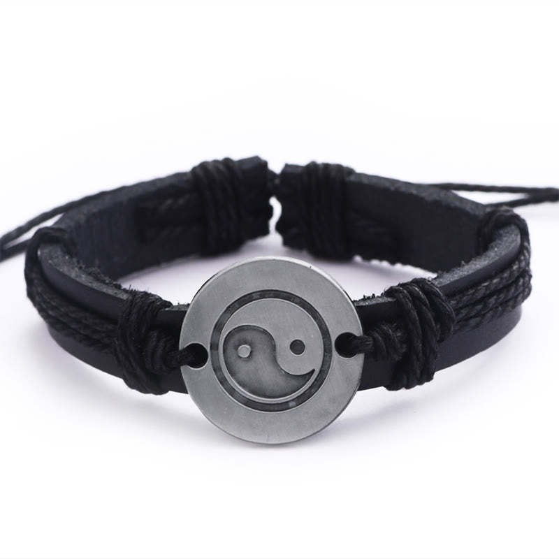 Retro Yin Yang Leather Harmony String Bracelet